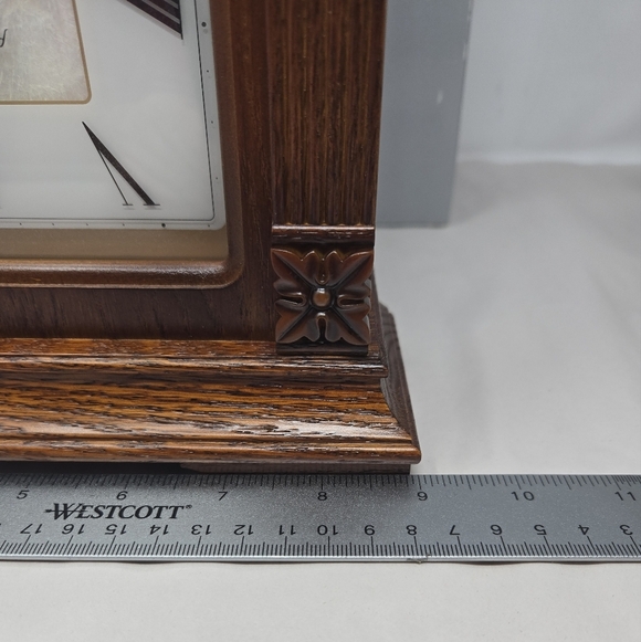 Seiko Radio Controlled Mantle Wood Clock Medium Brown Tone Abalone Insert Ornate - Picture 14 of 15